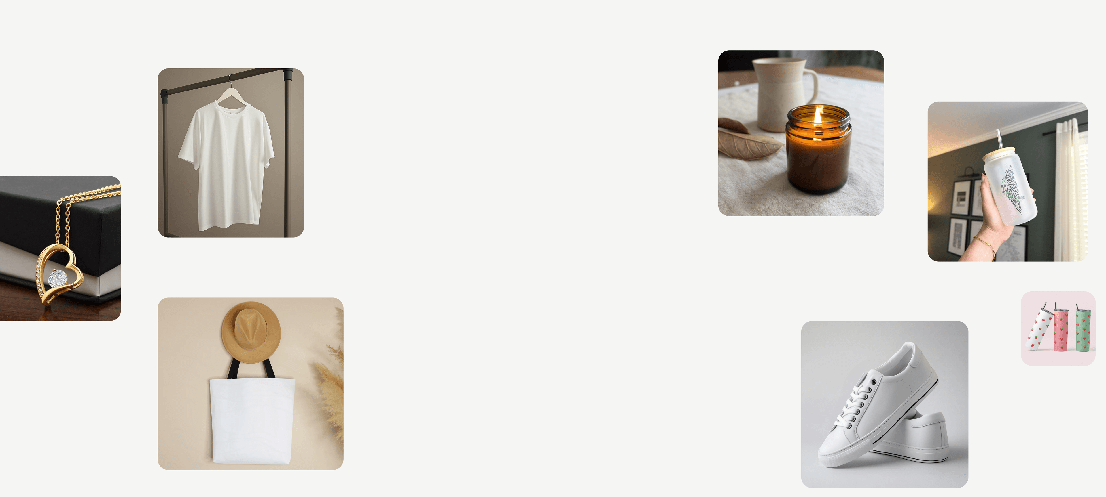 multiple items including a hat, a bag, a sweater